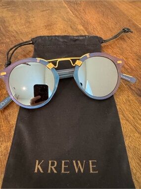 Krewe St Louis Blue Mirrored Lens Sunglasses